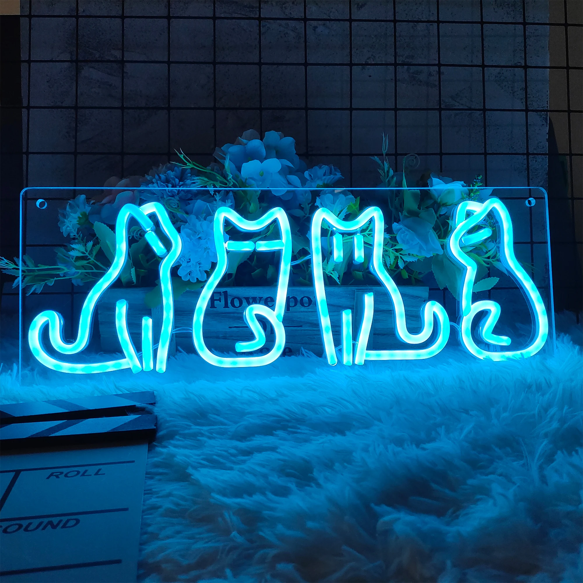 

4 Cute Cat Neon Sign USB LED Neon Light Night Sign Children's Bedroom Wall Decoration Neon Lamps Birthday Gift Room Wall Decor