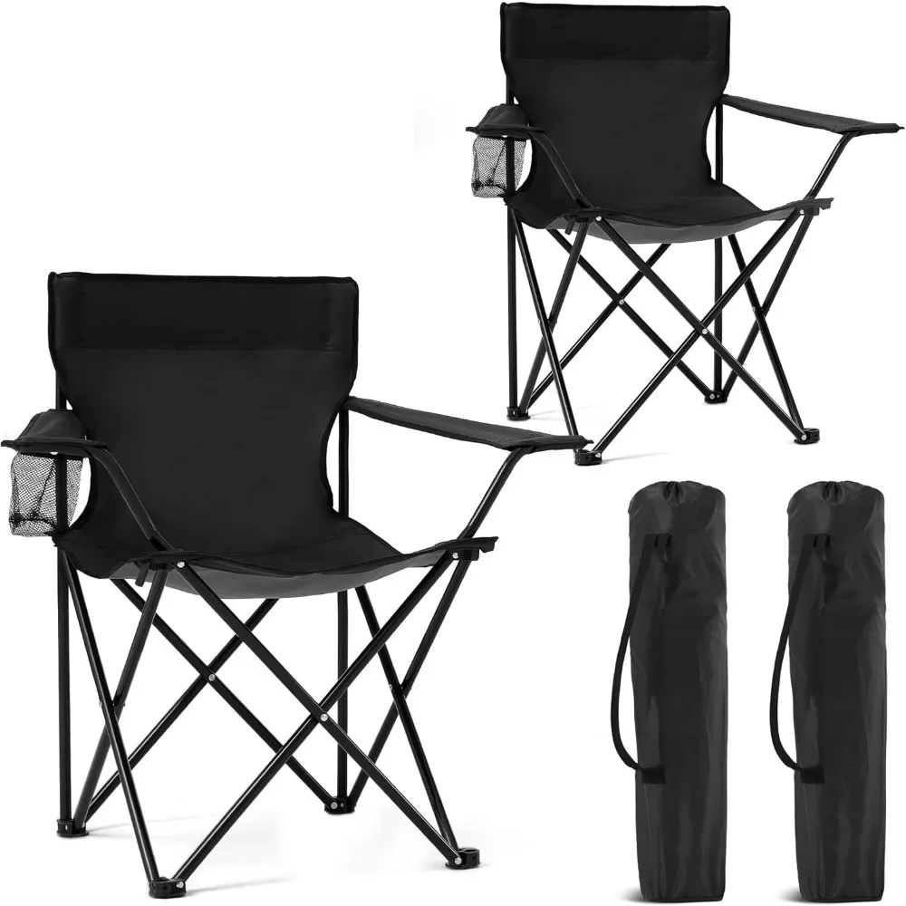 Lightweight Folding Camping Chair with Cup Holder & Carry Bag, Portable Outdoor Chair for Beach Fishing Picnic Travel Sports