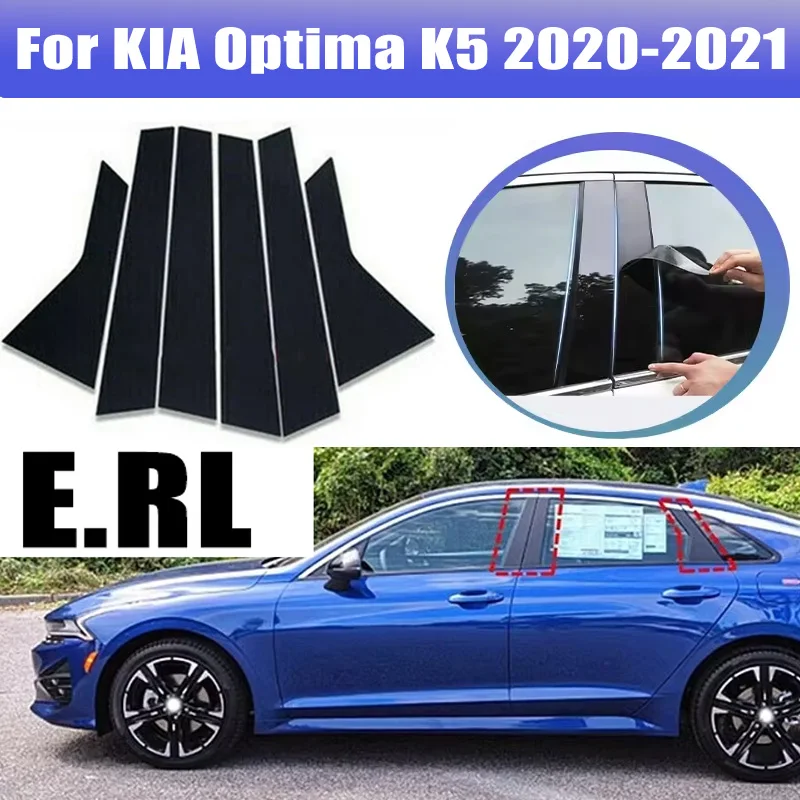 

6Pcs Glossy Black Door Trim Pillar Posts Window Trim B C Column Sticker Decor Cover Fit For KIA Optima K5 2020 2021 2022