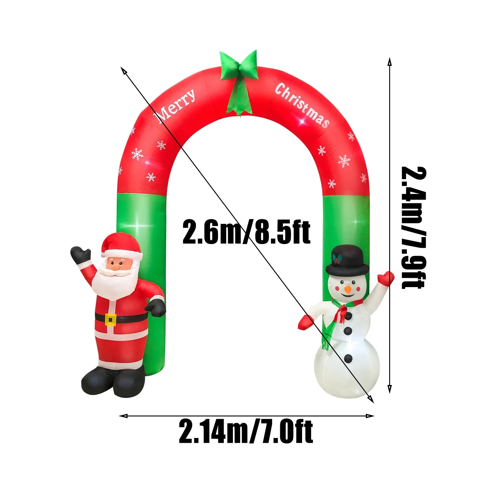 Christmas 2.4meters Inflatable Arch Decor Merry Xmas Courtyard Layout Props Inflatable Large Size Arch Santa Claus Snowman Props