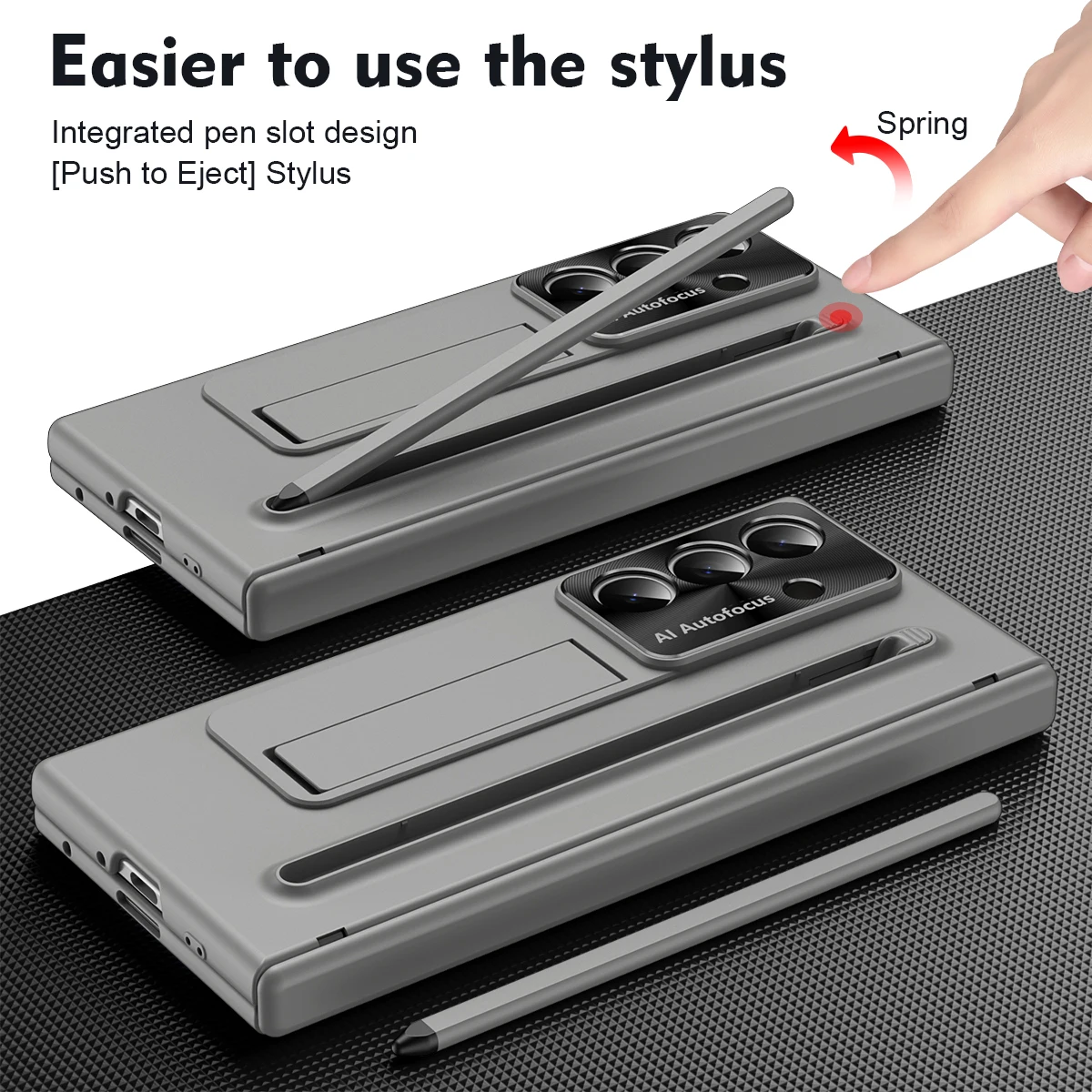 Imagen 6: Funda rígida con soporte para Samsung Galaxy Z Fold 7, película de vidrio templado, cubierta trasera protectora para Samsung Z Fold7 6 5 4.