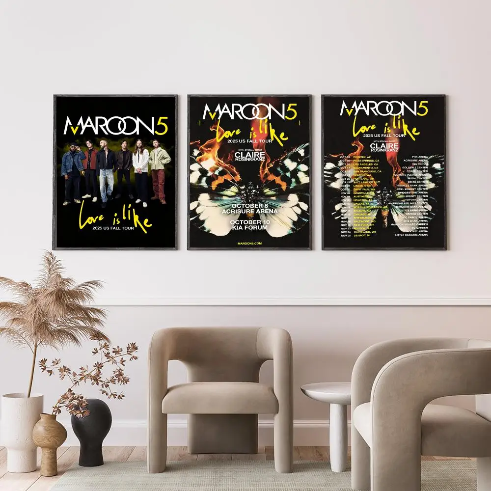 band Maroon 5 Poster Poster HD Self-Adhesive Art Print Waterproof Wall Decor for Bedroom Living Room Decor Gift