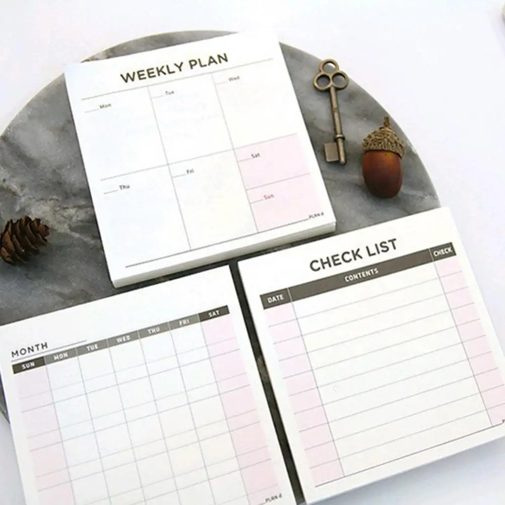 Weekly Monthly Check List Work Plan Square Paper Notebook Diary Agenda Daybook Cute Ticket Memo Pads Note To Do List Planner