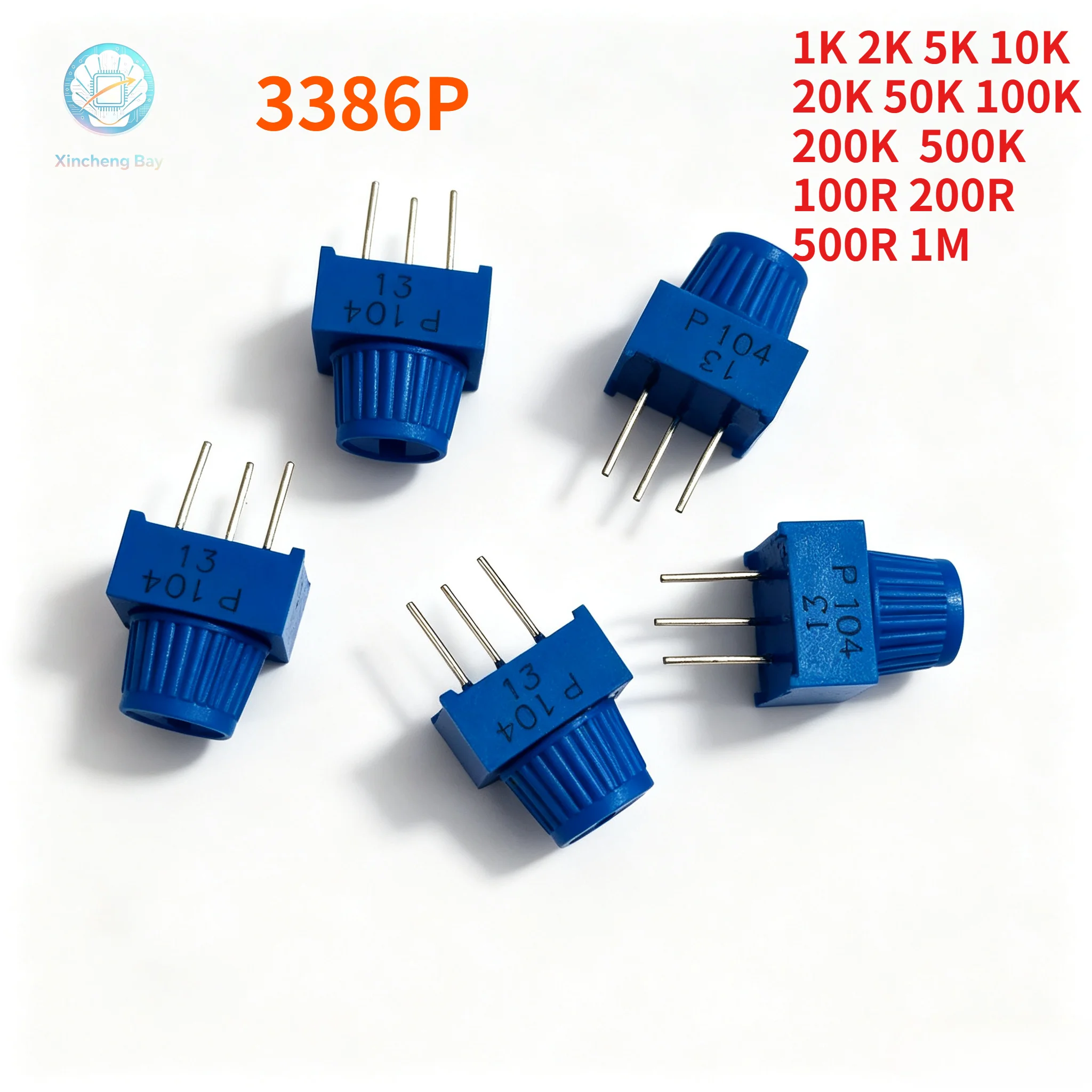 10PCS 3386P 500 ohm Top tuning with hat100R 200R 500R 1K 2K 5K 10K 20K 50K 100K 200K 500K 1M ohm Trimpot Trimmer Potentiometer