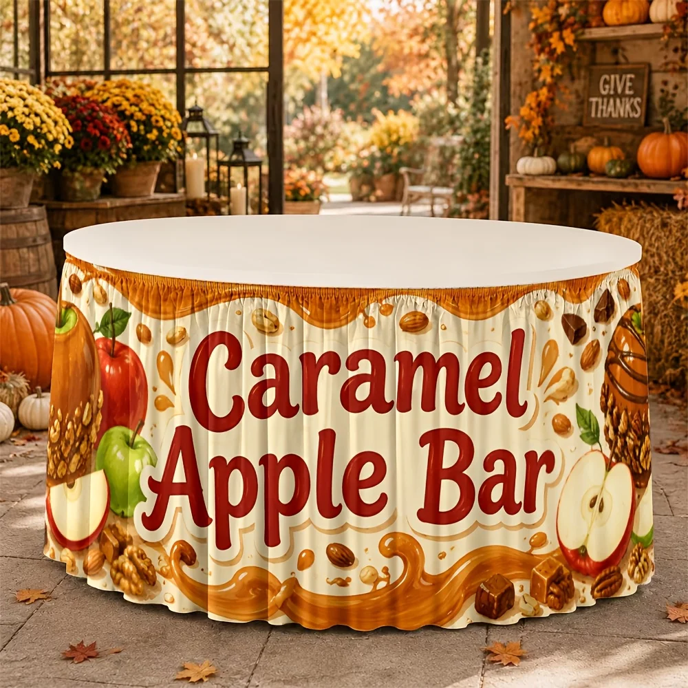 1 tablecloth table skirt, caramel apple bar, autumn festival theme party