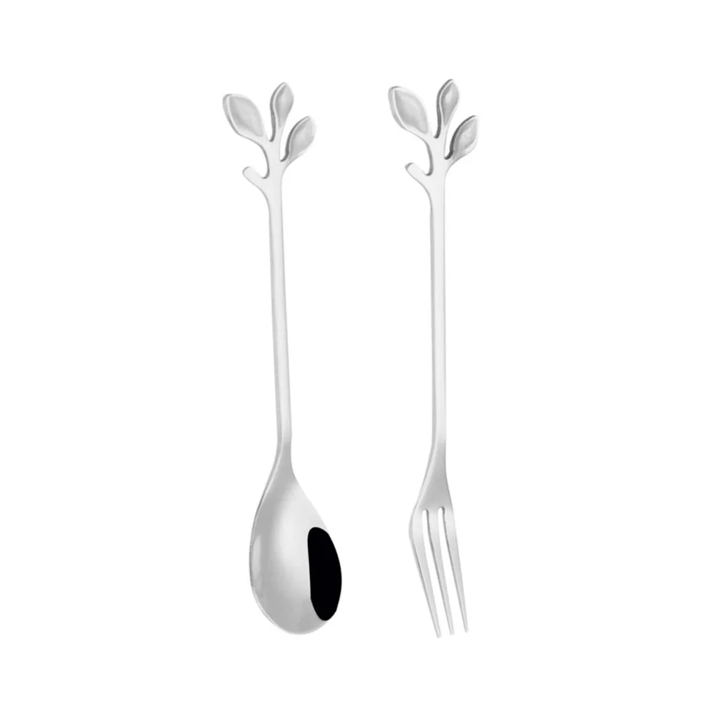 

2pcs Leaf Shape Spoon Stainless Steel Ice Cream Coffee Stirring Mini Grapefruit Scoops Dessert Tool Bright Polishing Easy Clean