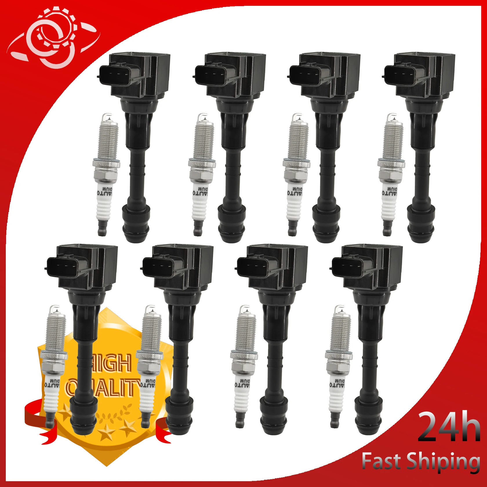 8pcs Replace Ignition Coil Spark Plug 22448-7S015 22401-2DR16 Compatible With Nissan 5.6L V8 Titan Armada QX56 Auto Engine Parts