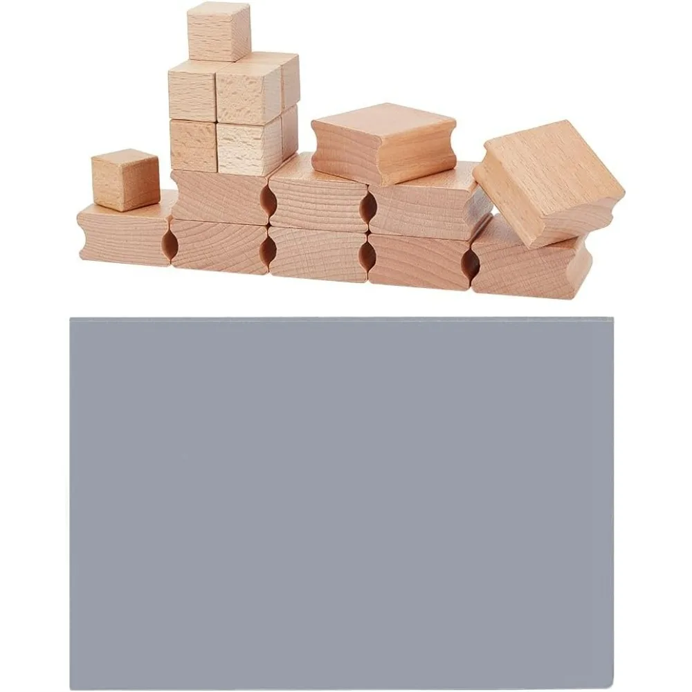 

Набор резиновых штампов, 20 шт., пустые крепления для штампов из твердого дерева с серым резиновым листом, 2 размера, аксессуары для штампов для лазерной гравировки