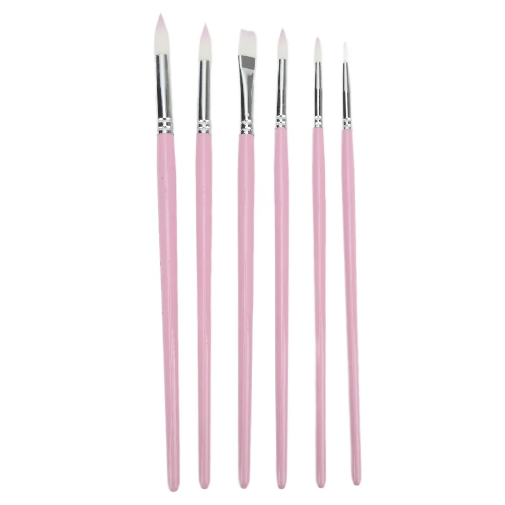 6pcs Flat And Pointed Watercolor Paint Brush Set Easy Cleaning Professional Acrylic Paint Brush Set Clay Sculpting Tool Set