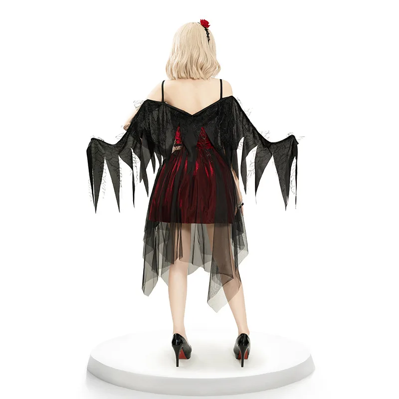 جديد المرأة loween تأثيري k الملاك الأحمر الشيطان الدكتور مجموعة دور بلانغ زي Ele مثير الشيطان الزي للحفلات
