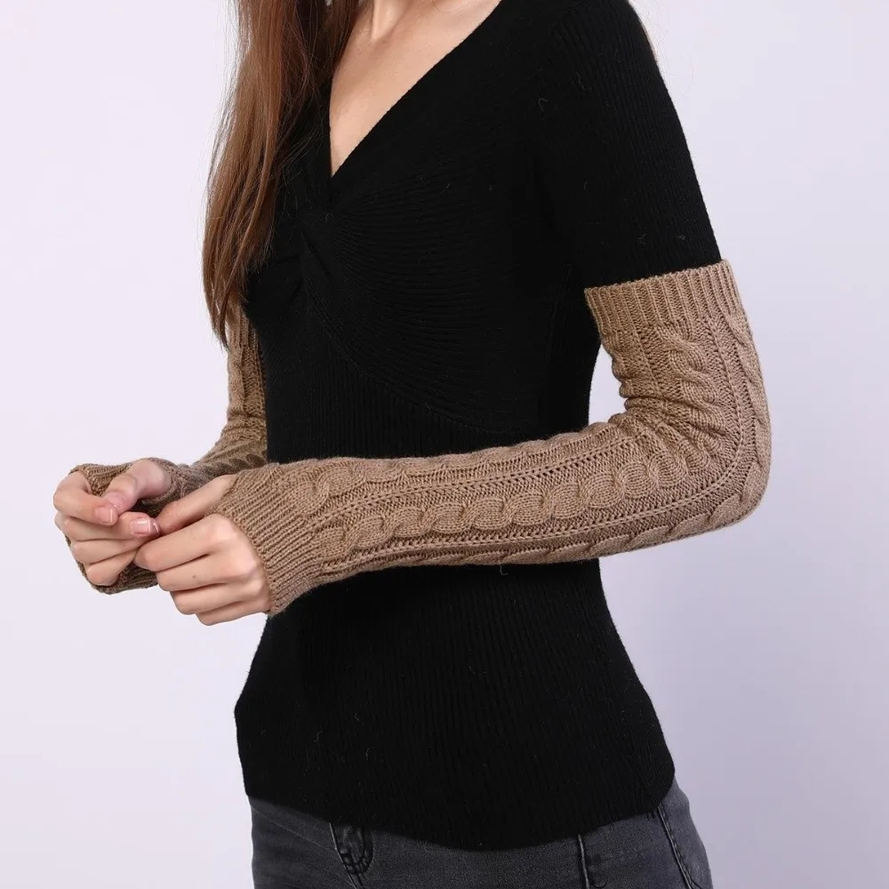 Fashion Solid Color Fingerless Gloves Long Black Arm Wrist Sleeve Arm Sleeve Mittens Over Elbow Gloves Girls