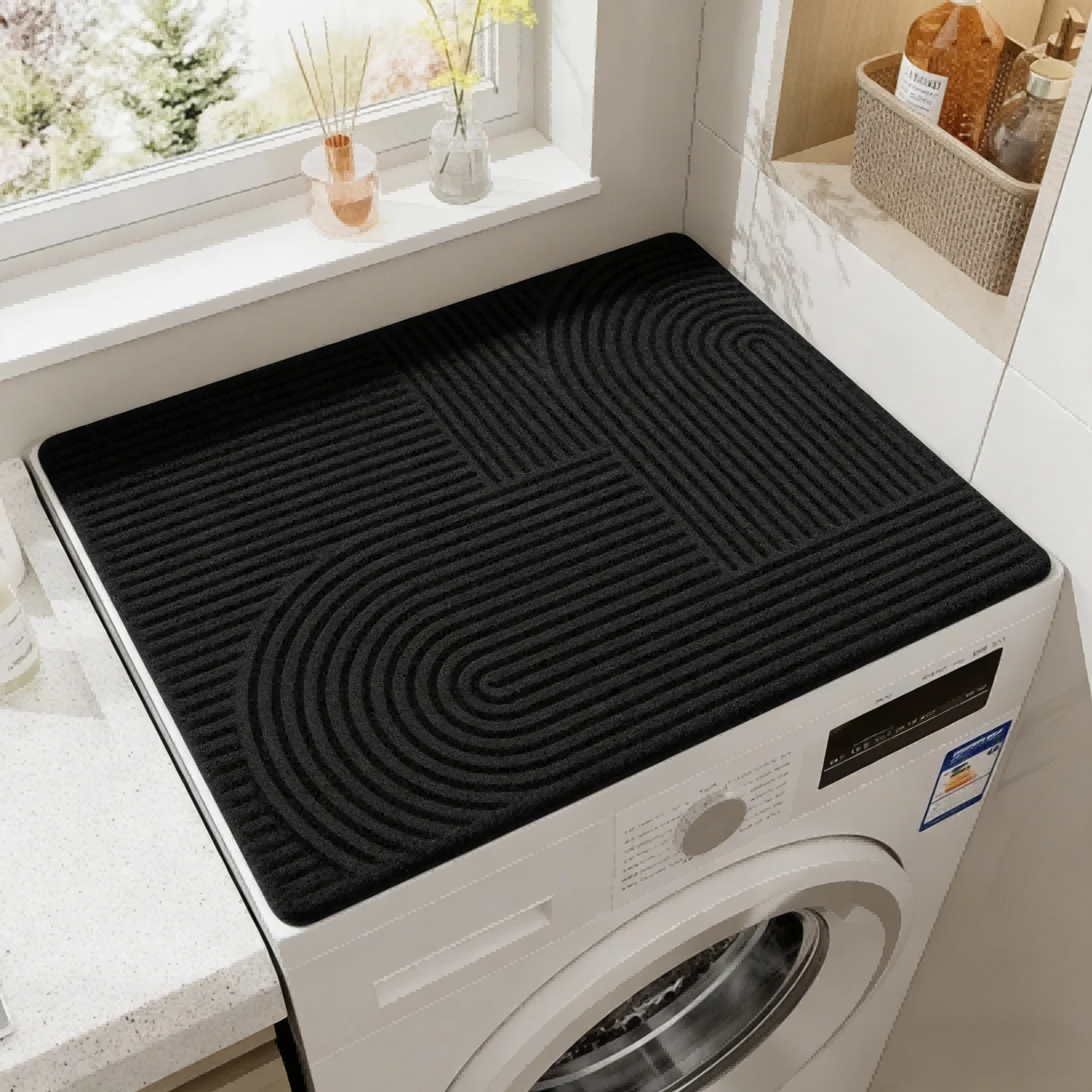 Simple black washing machine mat diatomaceous earth non-slip mat sink absorbent mat square tableware mat