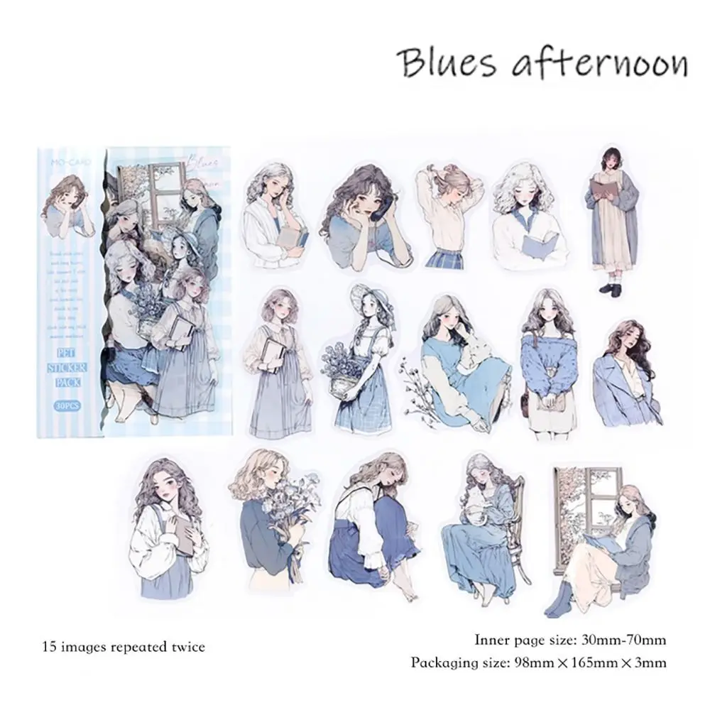 

30Pcs/Pack DIY Character Themed Stickers Ins Style Handbook Decor Adhesive Stickers Student Stationery Scrapbooking Decals