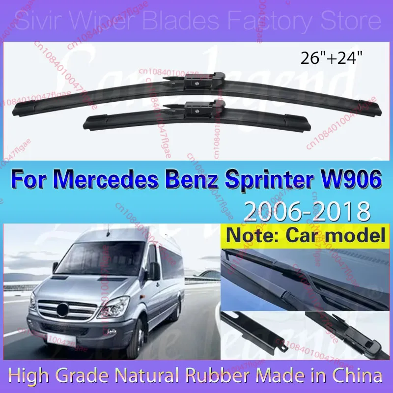 

Car Front Wiper Blades For Mercedes Benz Sprinter W906 2006 - 2018 Soft Rubber Windscreen Auto Windshield Rain Brush 26"+24"