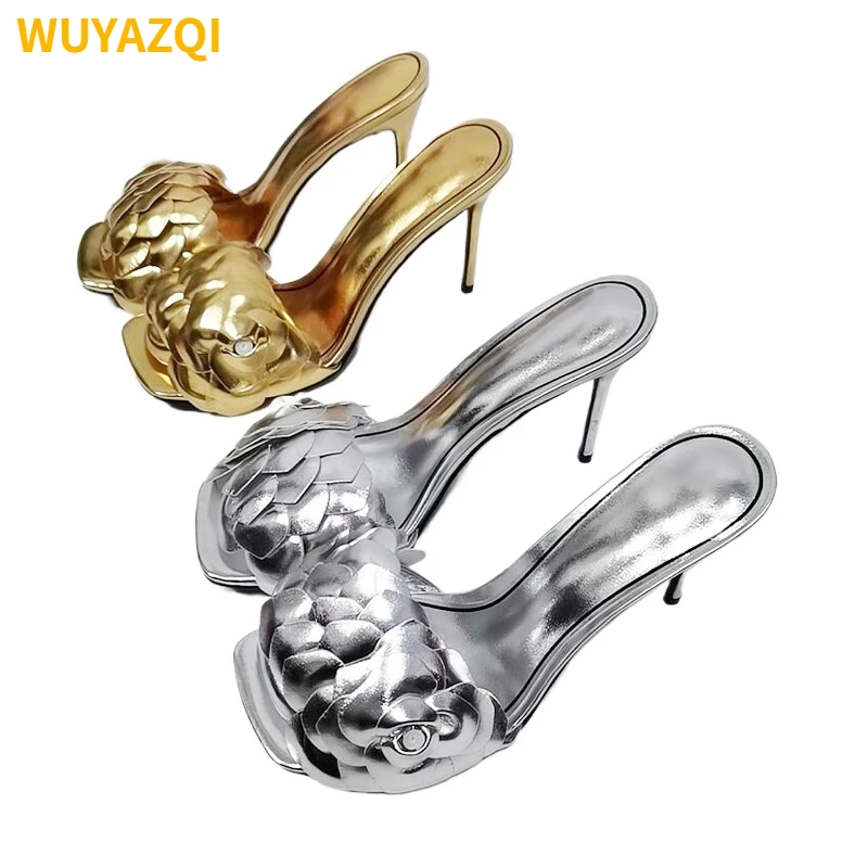 

WUYAZQI Fashion slippers for women floral flat bottomed slim heeled women's shoes sexy party shoes women