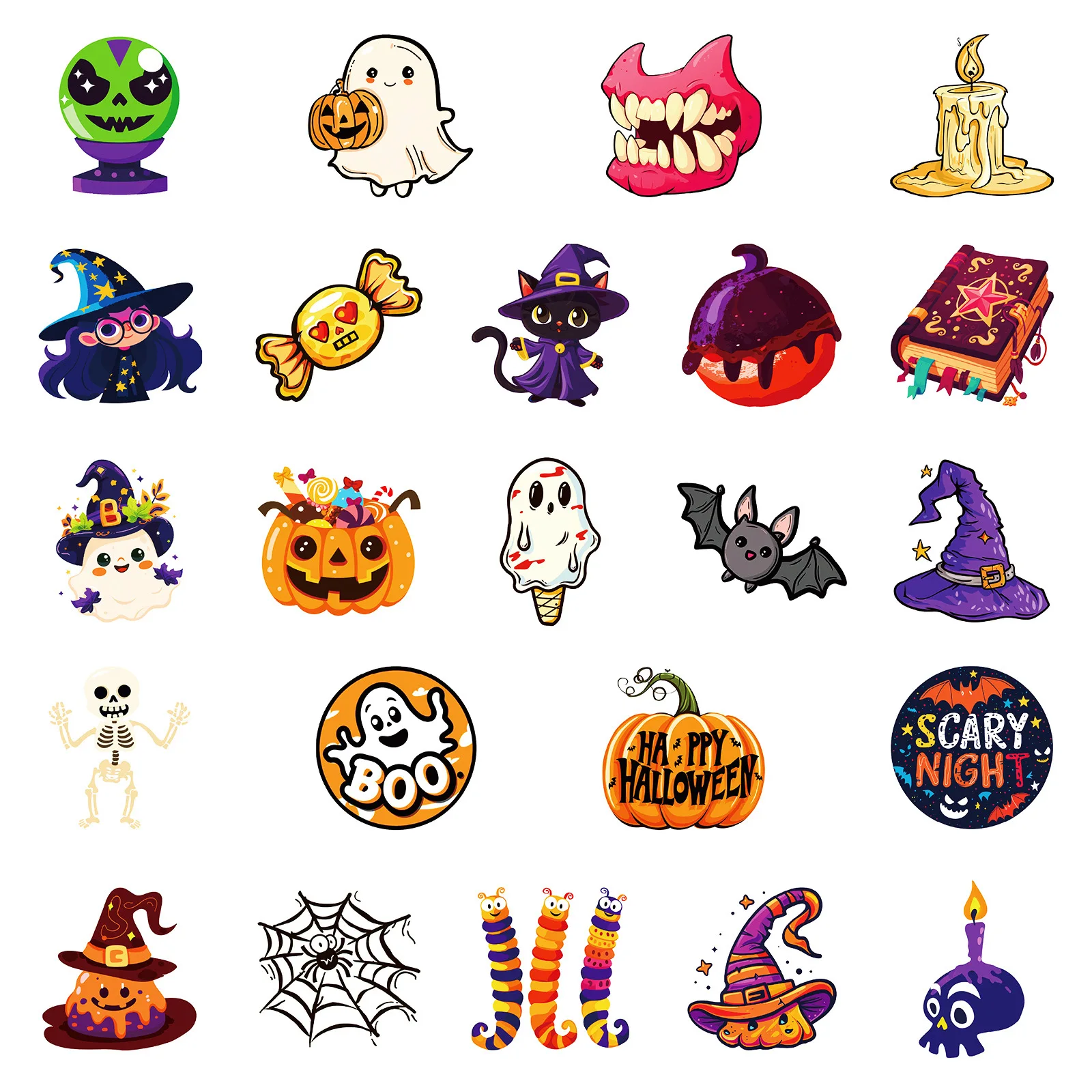 50pcs ฮาโลวีน Eye สีเขียว Ghost Hand Graffiti สติกเกอร์เทศกาลตลก HD กันน้ํา Self-กาวสติกเกอร์