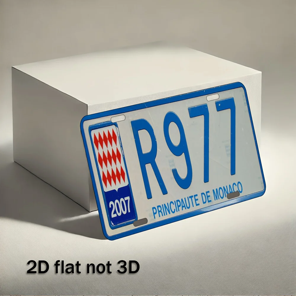 Vintage Monaco R977 License Plate - Heavy-Duty Metal Construction - Red & White Checkered Retro Car Decor - Large es  - Garage,