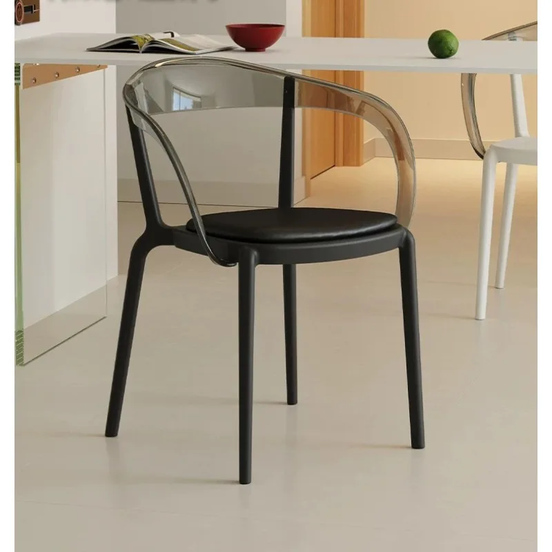 Dining Chair Nordic Plastic Home Simple Modern Designer Small Apartment Transparent Backrest Armrest Stool