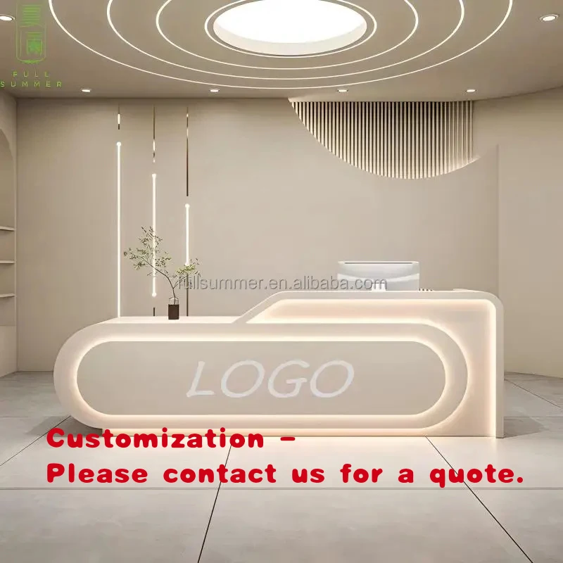 custom.FULLSUMMER Minimalist Modern Reception Desk Multi-Purpose Counter Office Corporate Club Hotel Lobby Cashier Station