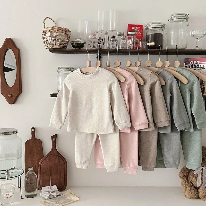 2-10T Toddler Kid Baby Boy Girl Clothes Set Long Sleeve Cotton T Shirt Top Pant Suit Casual Pj Set Home Wear Outfit image 3