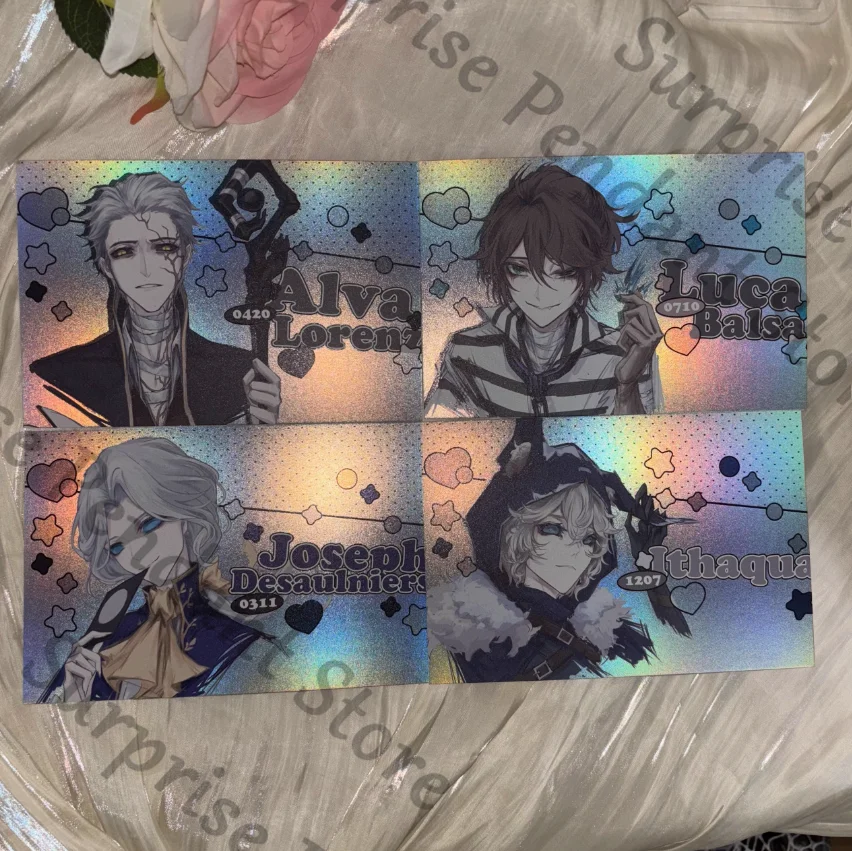 Anime identidade v luca balsa ithaqua joseph desaulniers alva lorenz cosplay emblema câmera instantânea papel colorido cartão postal presente