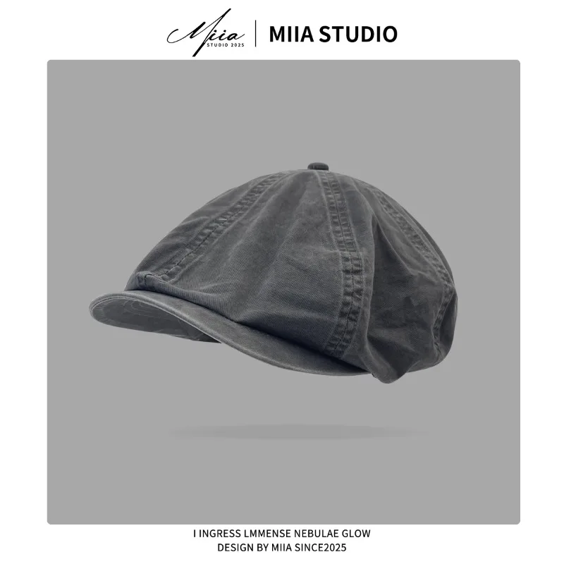 High-quality Retro Washed Cotton Oversized Berets Cap for Women Spring Summer Travel Sunscreen Versatile Literary Newsboy Hat