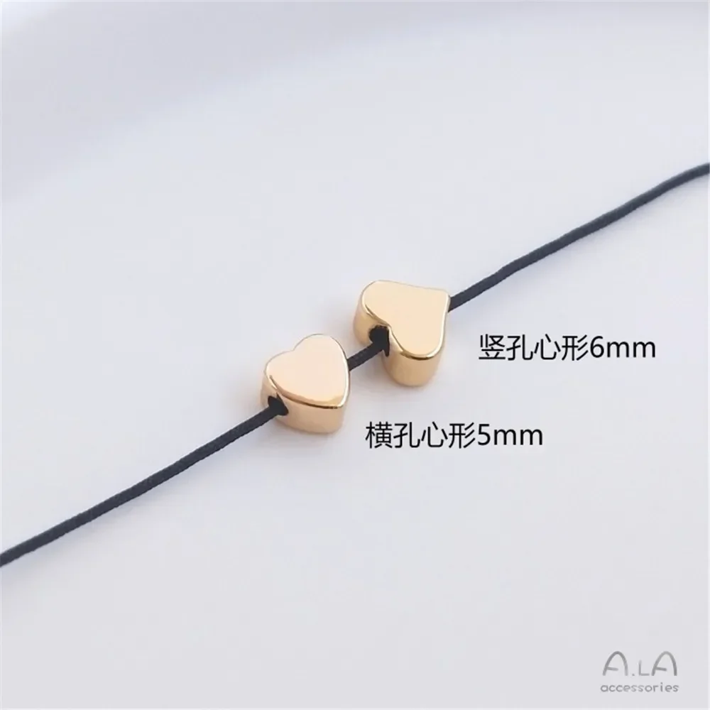 14K Gold-clad Heart-shaped Beads Separated By Love Hearts Scattered Beads Jewelry String Diy Handmade Jewelry Pendant Accessorie