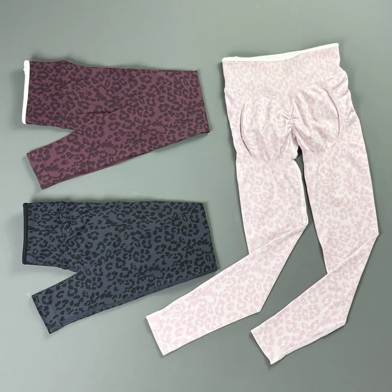 HISTELLO Leopard Print Leggings Women Seamless Scrunch Butt Gym Tights Squat Proof Cycling Fitness Workout Sports Trousers