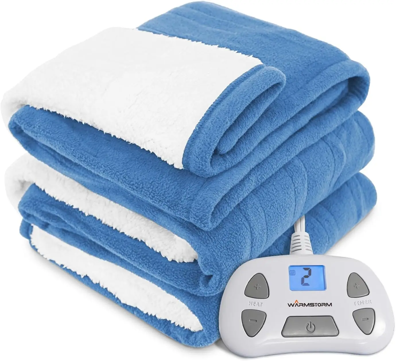 

Warm Electric Blanket Twin Size, Sherpa & Polar Fleece, 10 Heat Levels, Auto Off, Machine Washable Blue 62x84 Inches