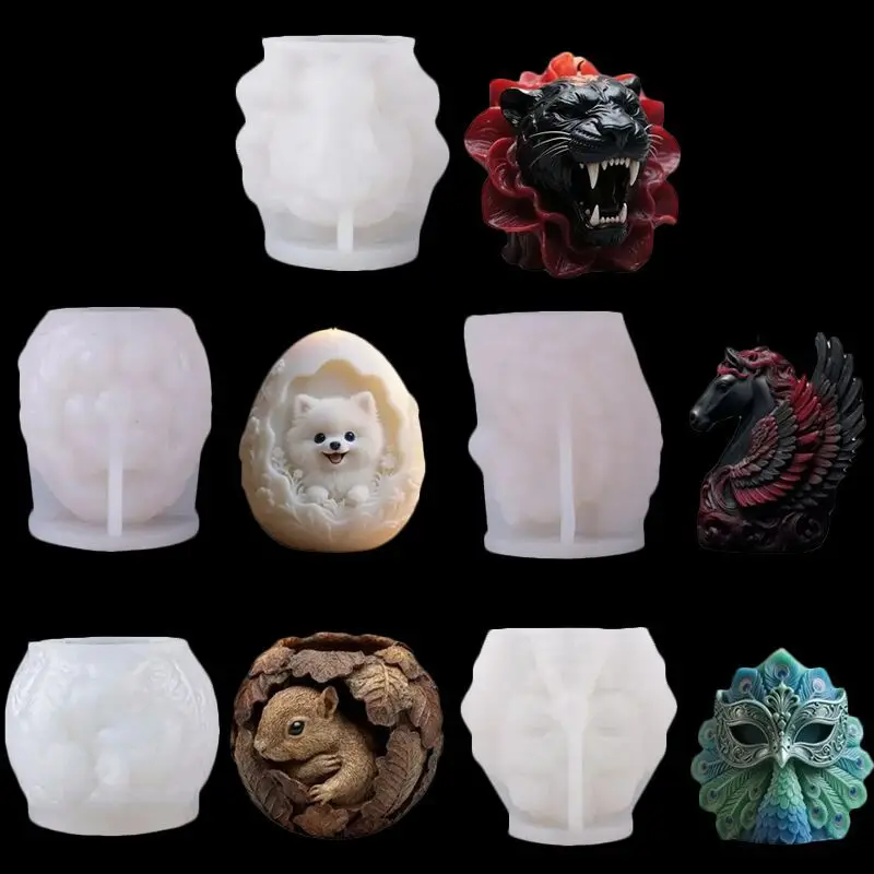 

Diy A Variety of Animal Lion Head Tianma Puppy Relief Plaster Mold Scented Candle Living Room Decoration Decoration Soap Mold