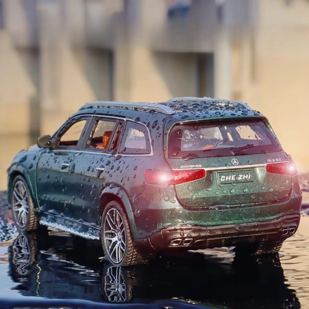 1:24 GLS63 G63 Model Samochodu SUV Zabawka Odlew Metalowy Muzyka Światło Pojazd Terenowy Modele Ozdoby Dla Dzieci Prezenty