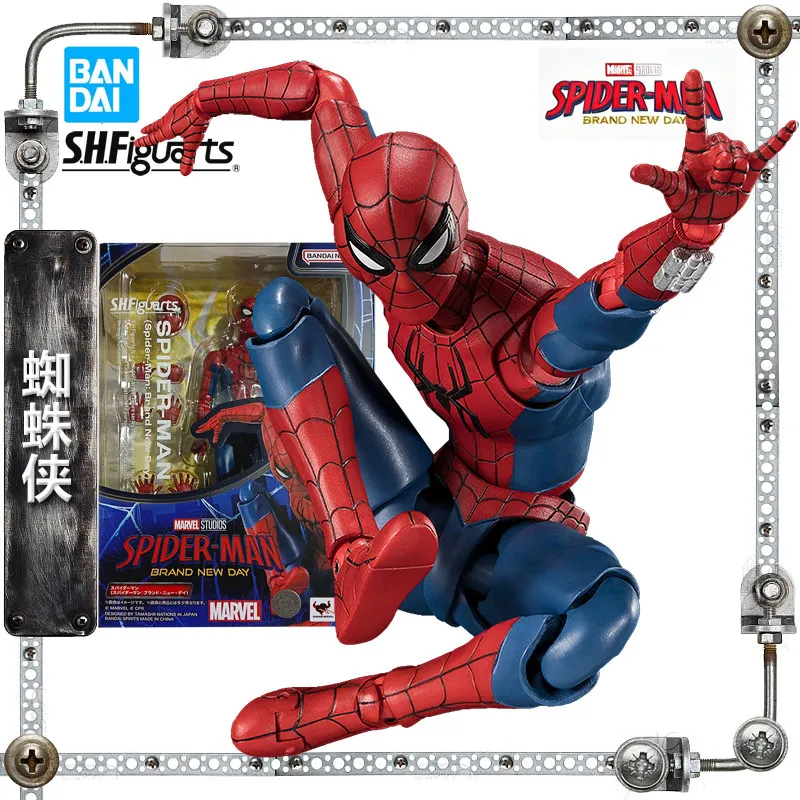 Figura de Acción Original de Bandai Shf Spider-Man, Nueva, con Articulaciones Móviles, Modelo Coleccionable, Decoración de Escritorio para Fanáticos de Marvel