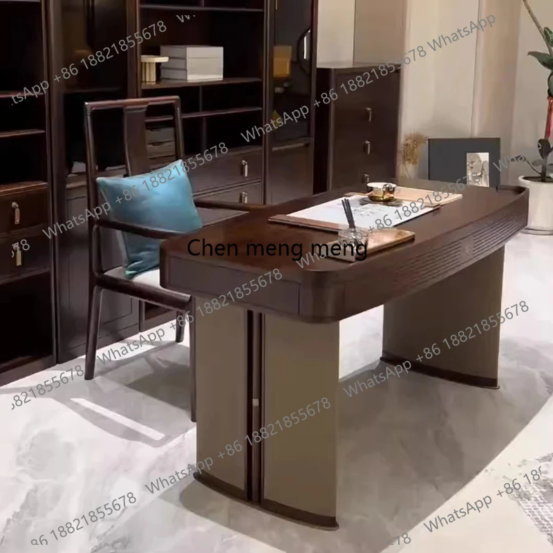

New Chinese ebony desk and chair combination leather writing desk study solid wood desk