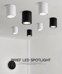 하이 퀄리티 회전 LED 다운라이트 COB 표면 장착 천장 램프, 조절식 스포트라이트, 25W, 20W, 15W, 12W, 10W, 7W, AC 110V, 220V