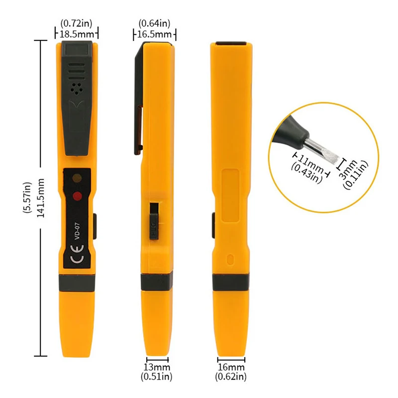 Digital Voltage Detectors 70-250VAC  Current Electric Test Pencil Non-Contact Pen Tester Meter