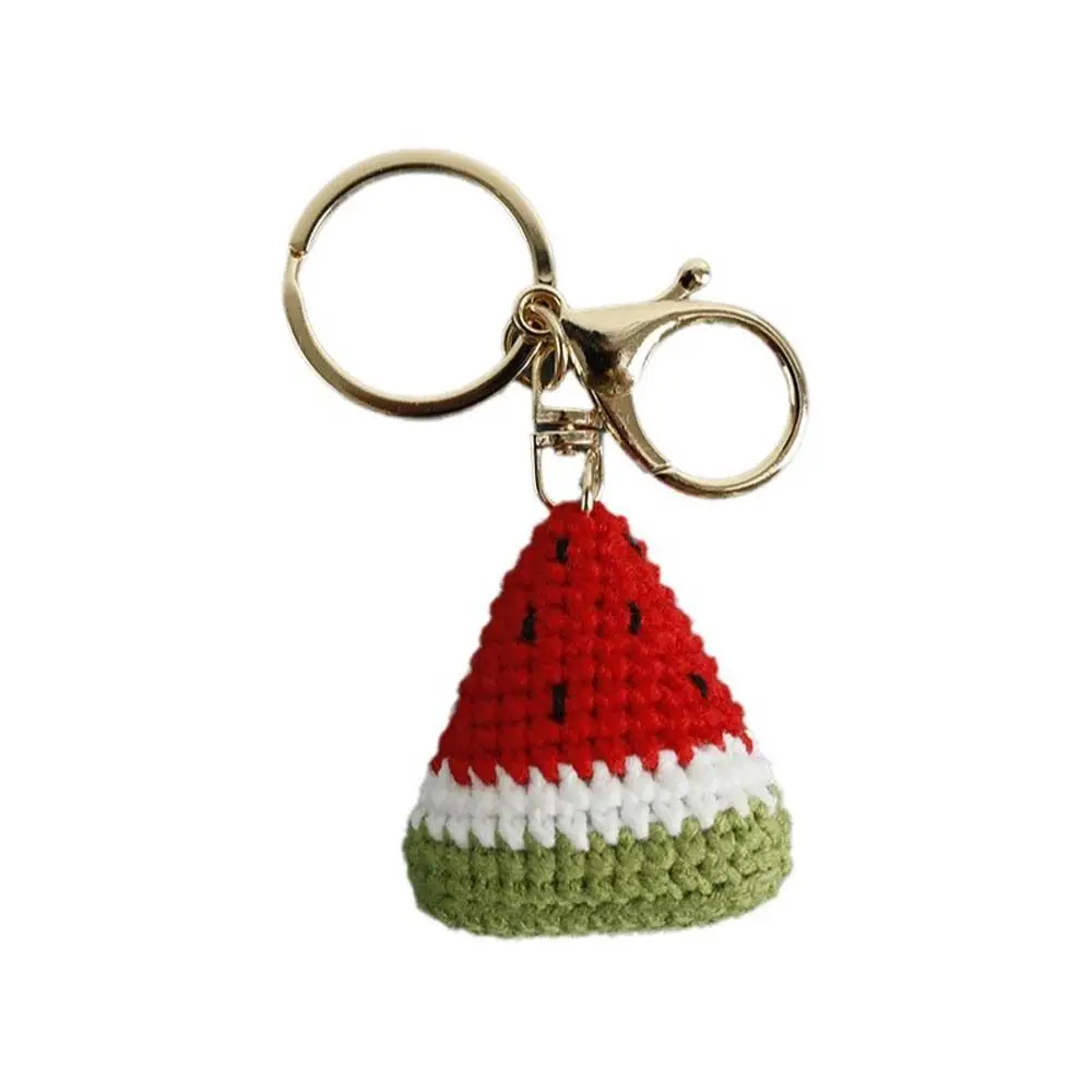 Jewelry Gift Knitted Watermelon Pendant Fruit Series Mini Weaving Keychain Handmade Cute Wool Crochet Pendant Bag Charm