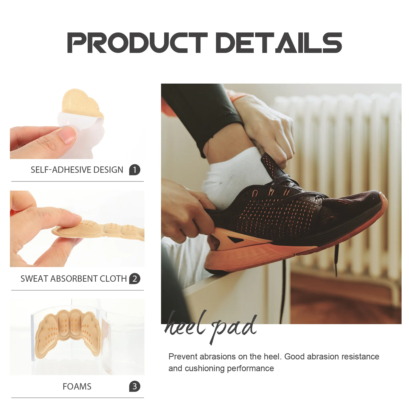 

3Pairs Anti-Slip Heel Pads Breathable Durable Heel Protectors Comfort Cushioning Shoe Inserts Cushion Liners Shoes Supplies