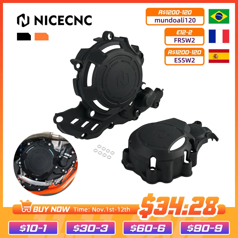 NICECNC Clutch Protector Ignition Guard Cover For HUSQVARNA FE 250 FE 350 2017-2023 FE350S 2023 GasGas EC 250F EC 350F 2021-2023