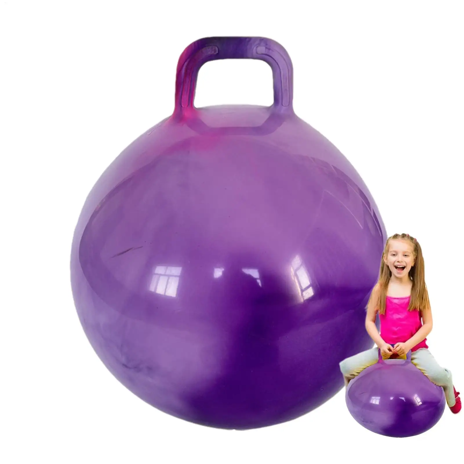 55cm Kids Bounce Ball With Handle Handle Exercise Bouncing Jumper Elastic Thickened Hop Ball Toys Indoor Outdoor