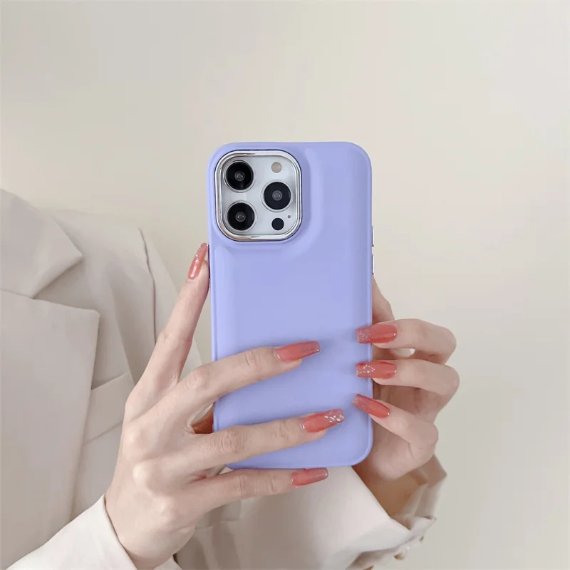 

Luxury Plating Design Solid Color Phone Case For iPhone 15 14 13 12 11 Pro Max New Girl Simple All-inclusive Soft Silicone cover