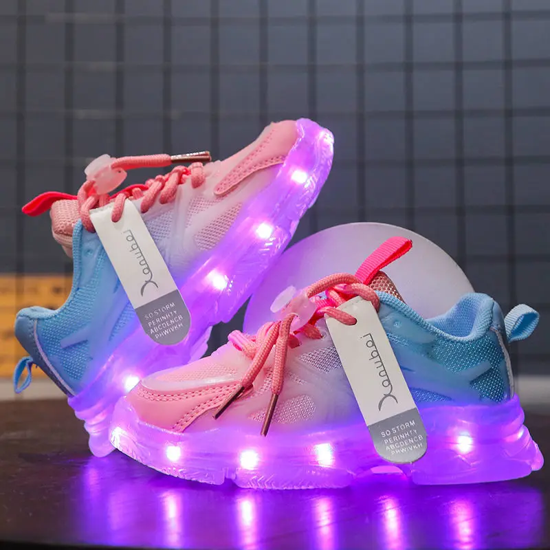 Kid Shoes LED Flashing Sneakers Casual Lighting Running Shoes Boys Girls Walking Trainers USB Rechargeable Luminous Sports Shoes