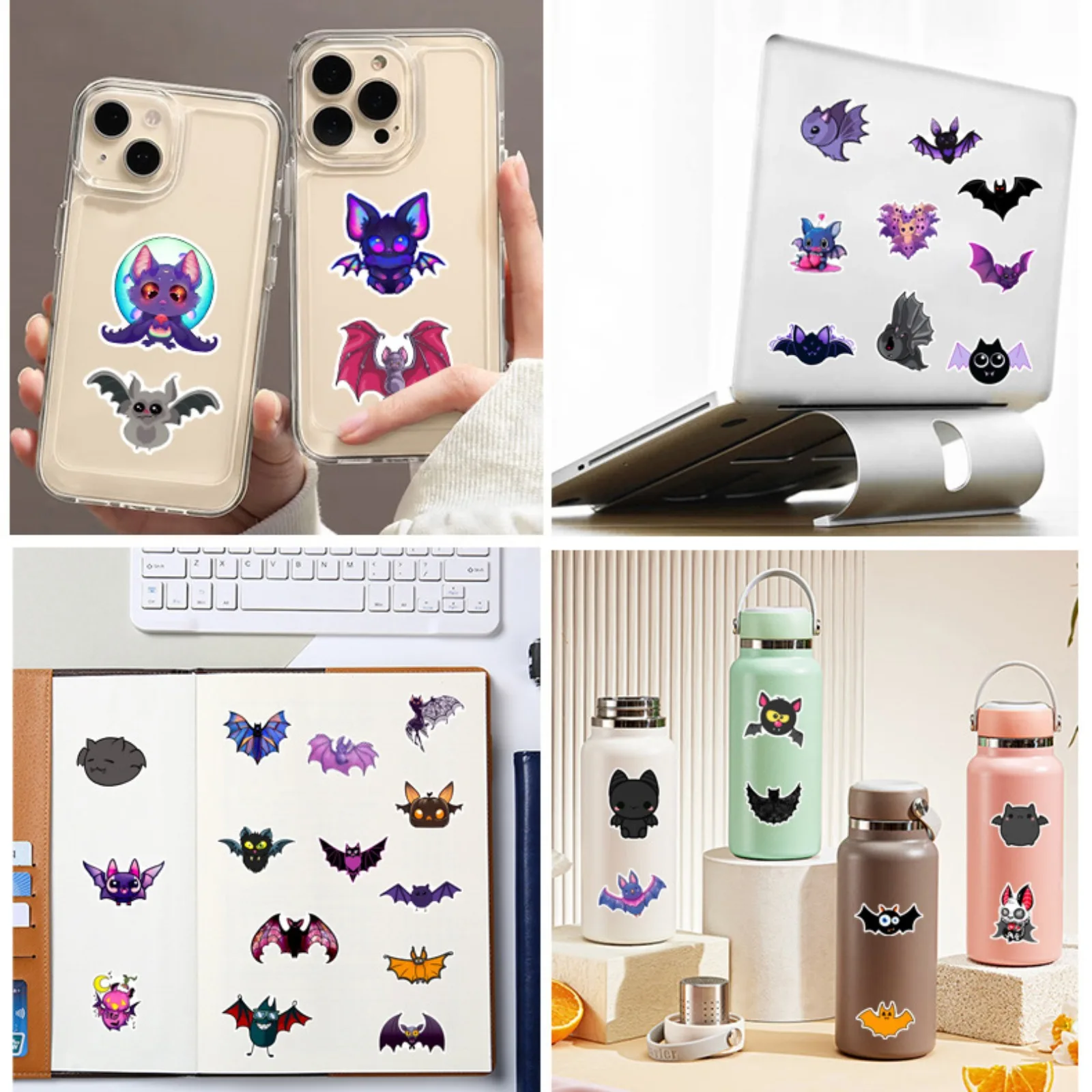 10/30/60pcs Cartoon Cute Bat Graffiti Stickers for DIY Decor Suitcase Skateboard Motorcycle Helmet Phone Laptop Guitar