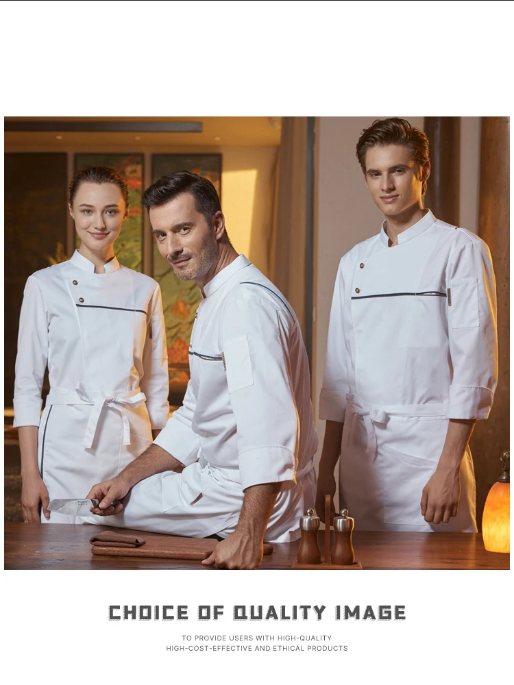 Veste de Chef blanche à manches longues, uniforme de cafétéria, chemise de cuisine de Restaurant, de cuisine d'hôtel, vêtements de travail respirants, manteau de restauration