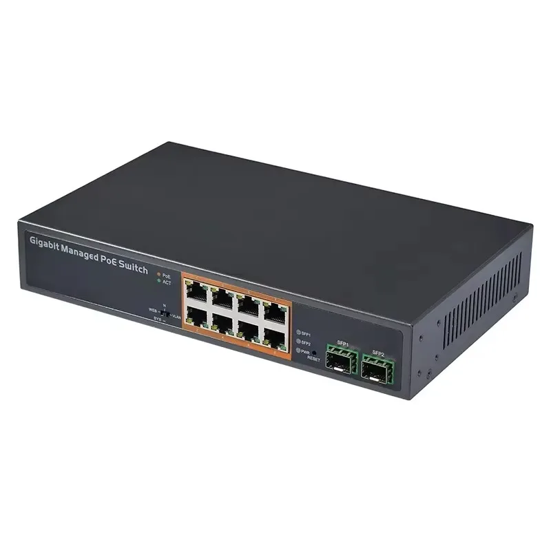 

PSE0802GD-LW 8+2 SFP Managed PoE Switch with SNMP QoS VLAN Support Stackable IEEE802.3at/af Standard 150W 20GBPS Capacity