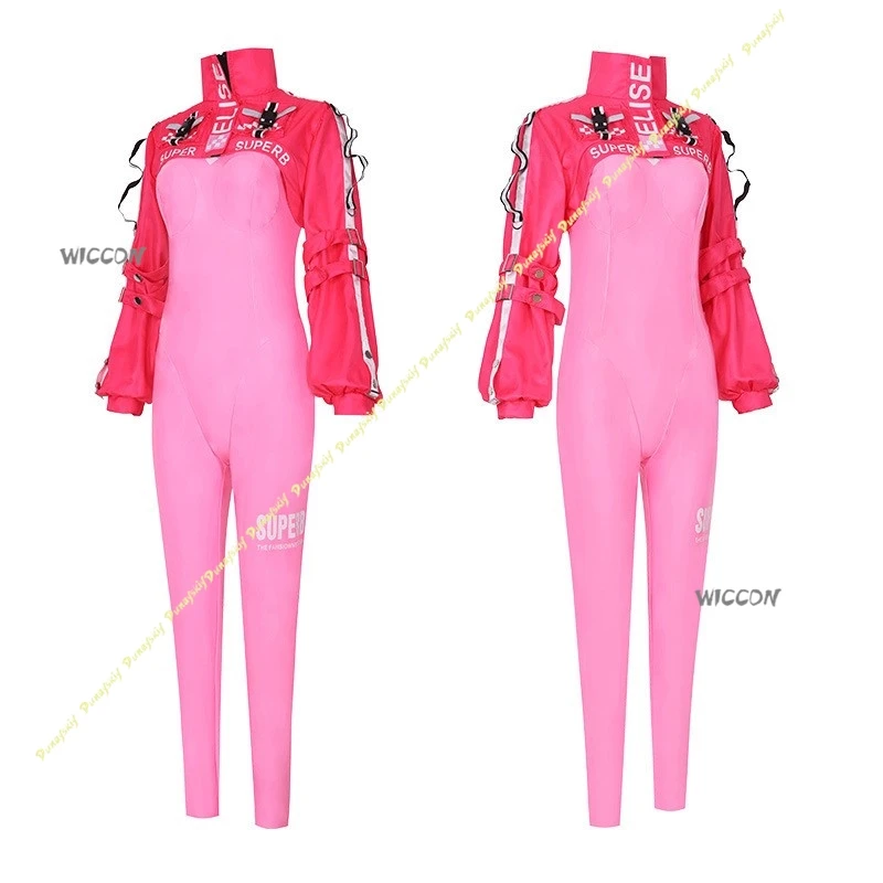 آلهة النصر: NIKKE الفتيات الوردي شعر مستعار ألعاب أنيمي نيسيي السراويل قفازات الجوارب معطف تأثيري ازياء النساء عيد الميلاد هالوين