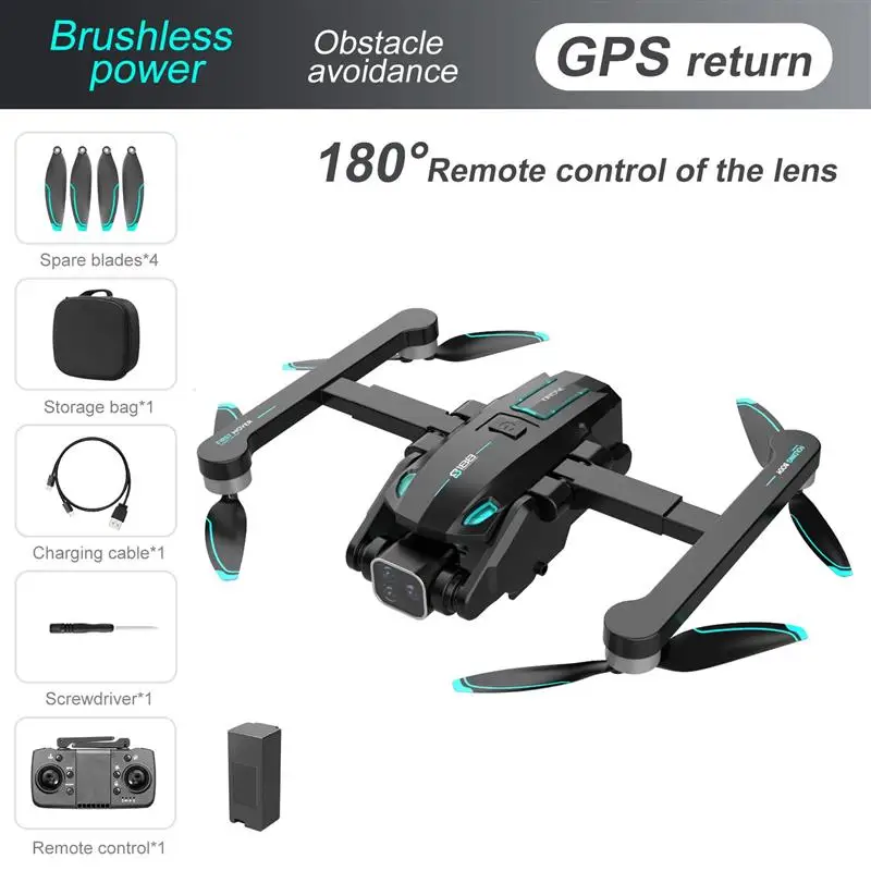 To S188 GPS Rc Drone 4K HD Dual Camera Electric Control 180° Professional 5G Aerial Photography Obstacle Avoidance Brushless