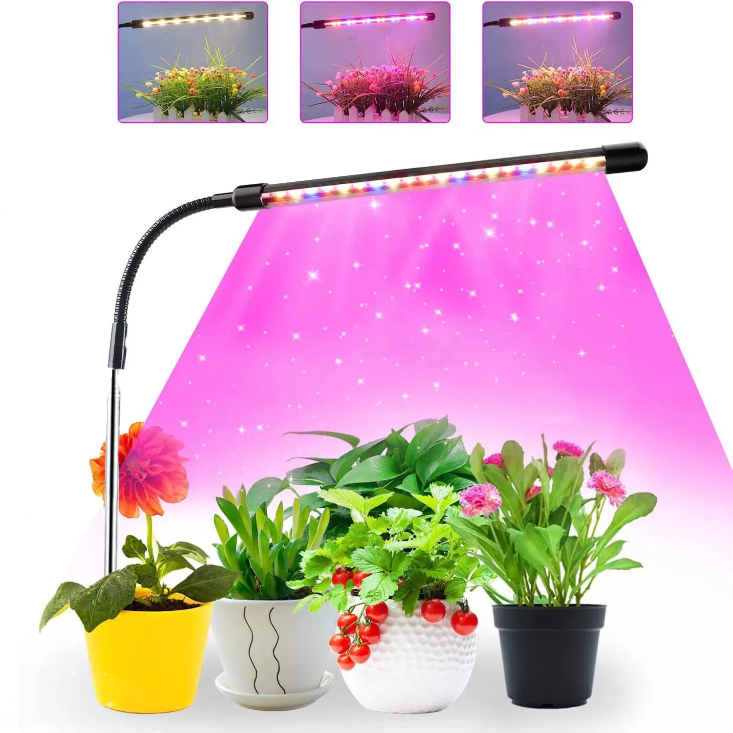 LED USB Grow Lamp Growth Light Full-Spectrum 5V Timed Dimming Switch Color Plug-in Telescopic Tube Red Blue Warm White 3 Color