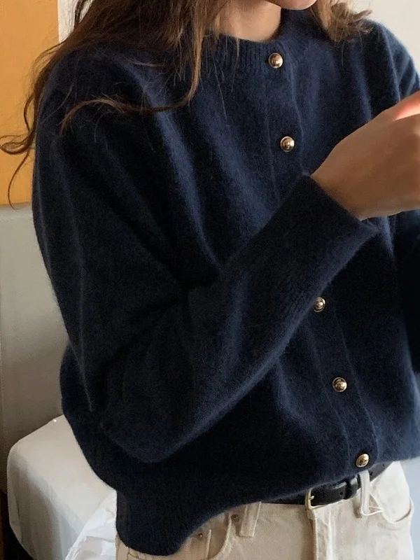 

Faionable Large Size Women's round Ne Knitted Sweater Long Sve Versatile Lazy Sle Casual Outerwear ort Coat