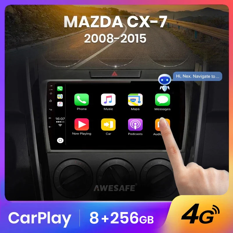 AWESAFE Wireless CarPlay Autoradio for Mazda CX7 2008 2009 2010 2012-2015 Car Radio Multimedia Player Android Auto Stereo GPS