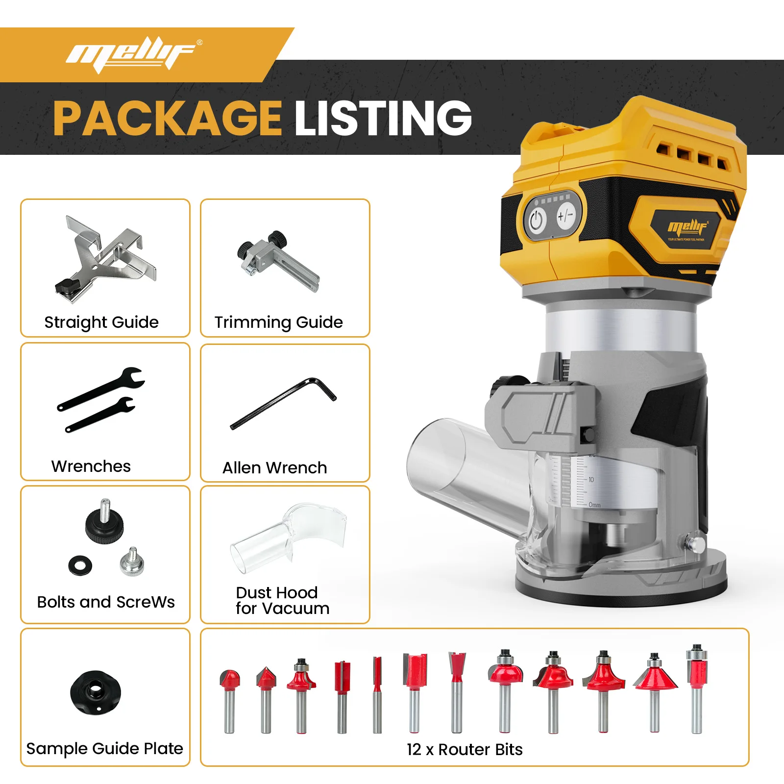 Cordless Compact Router, Compatible with DeWalt 18V 20V MAX Battery (Tool Only)